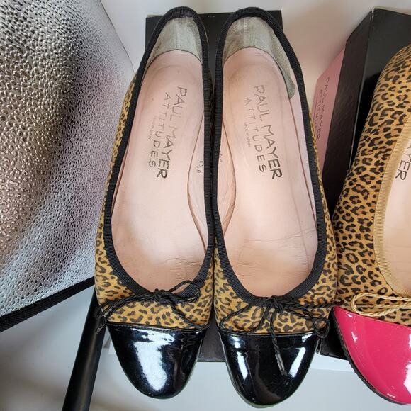 2 Pair Paul Mayer Attitudes Leopard Print Ballet Flats 8.5B Candy & Country Cap - Picture 5 of 10